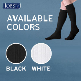 Jobst compression socks with black and white color options displayed on a blue background – Compressionsale.