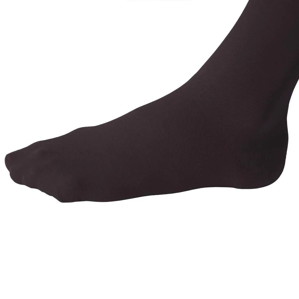 Close-up of closed toe design on Jobst Relief 15-20 mmHg Compression Knee Highs in black