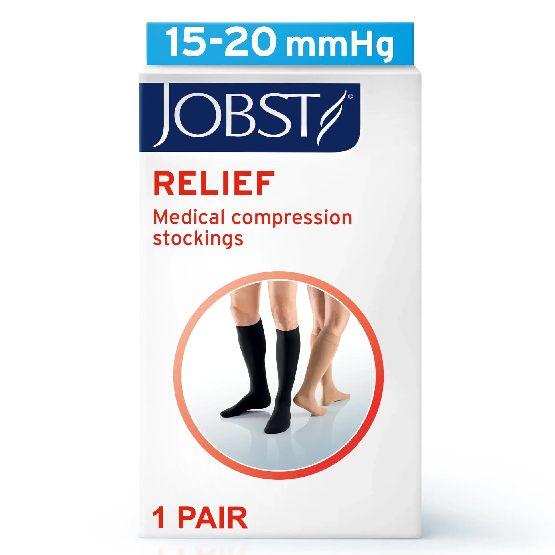 Jobst Relief 15-20 mmHg Closed Toe Compression Knee Highs retail package front