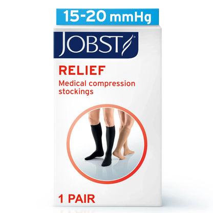 Jobst Relief 15-20 mmHg Closed Toe Compression Knee Highs retail package front