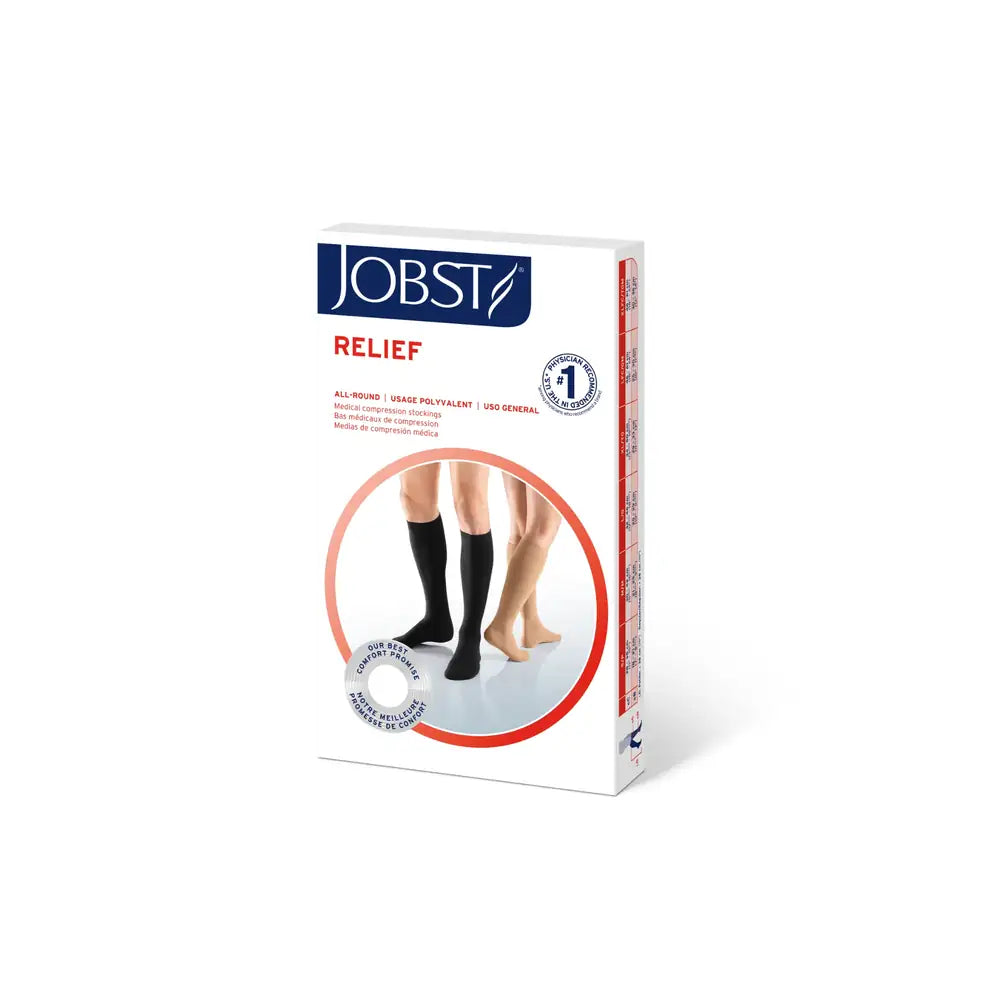 Jobst Relief 15-20 mmHg Closed Toe Compression Knee Highs product box side view