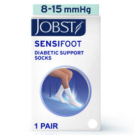 Box of Jobst Sensifoot diabetic support socks on a white background
