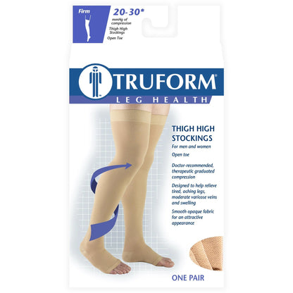 Truform thigh high stocking packaging on a white background