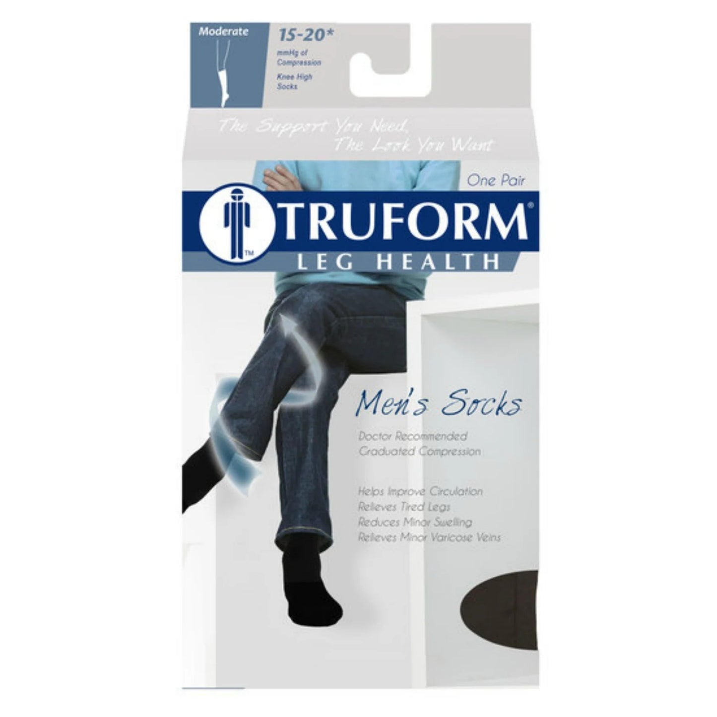 Truform leg health men's socks packaging on a white background