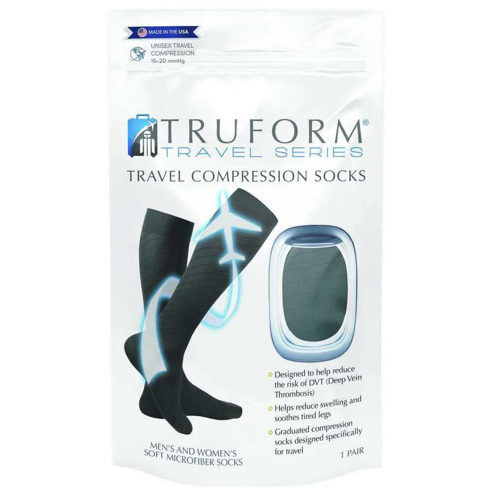 Truform travel compression socks packaging on a white background