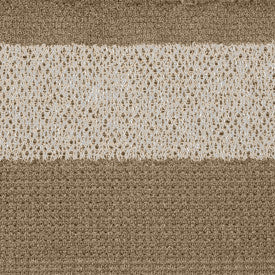 Textured fabric with a striped pattern of beige and brown.