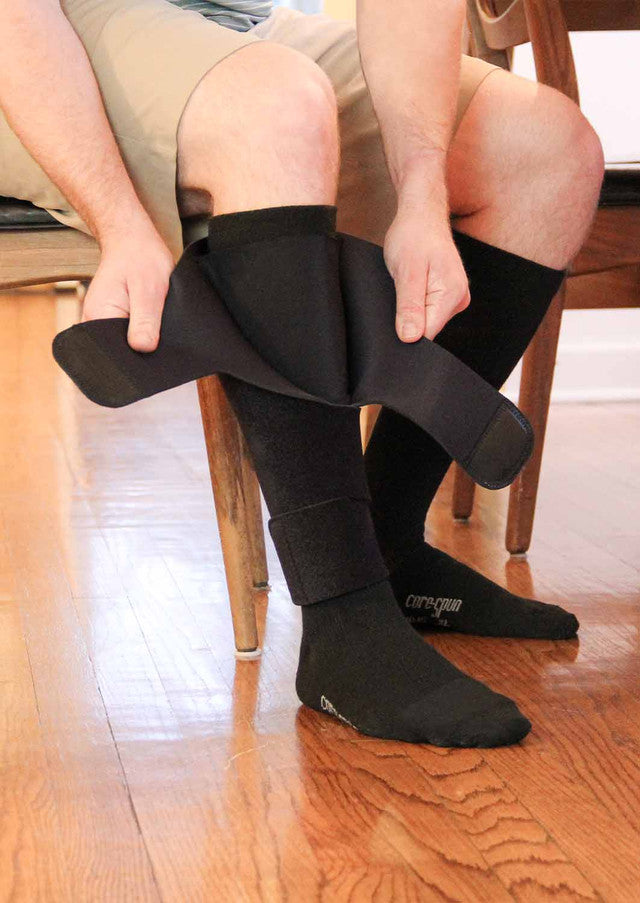 Therafirm Ease Adjust 30-50 mmHg Compression Below-Knee Wrap – worn on the lower leg