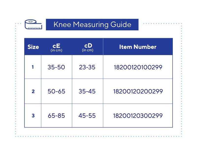 Thuasne BiFlex Self-Adjust Knee Wrap 20-50 mmHg - size chart