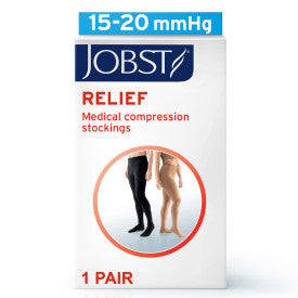 Jobst Relief medical compression stockings packaging from Compressionsale on a white background.