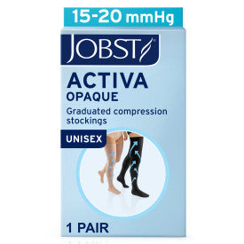 Box of Jobst Activa Opaque compression stockings with packaging details from Compressionsale.