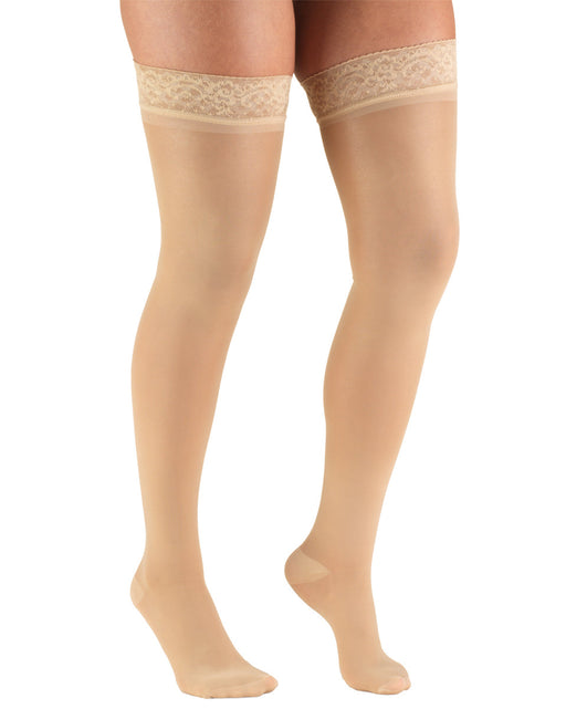ReliefWear Women's TruSheer Thigh High Lace Silicone Top Band 20-30 mmHg
