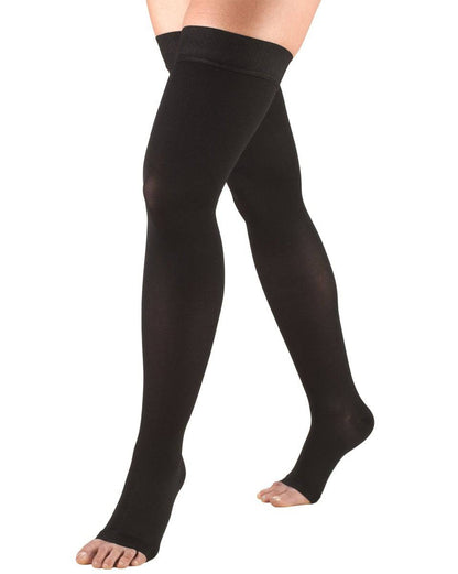 Truform Classic Medical Open Toe Thigh High Silicone Dot Top 20-30 mmHg