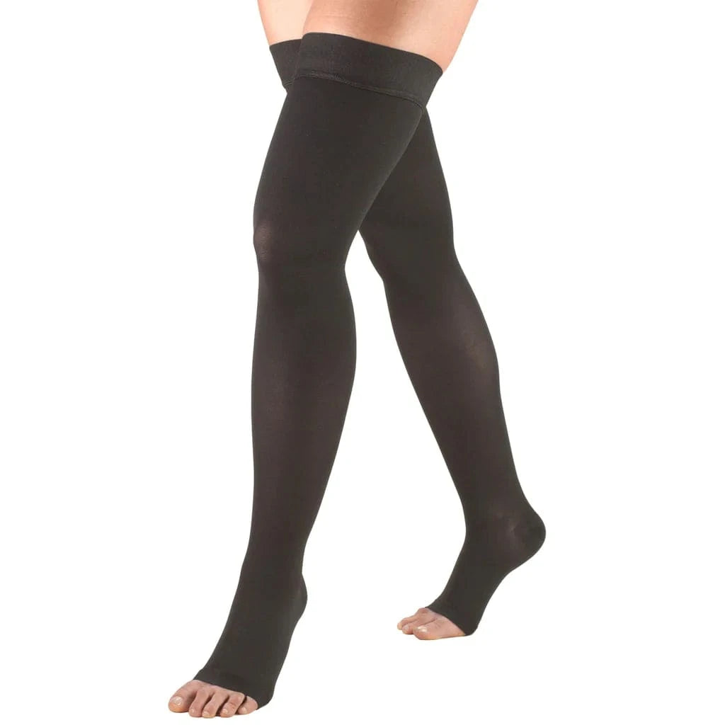 Truform Classic Medical Open Toe Thigh High Silicone Dot Top 20-30 mmHg