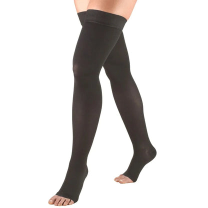 Truform Classic Medical Open Toe Thigh High Silicone Dot Top 20-30 mmHg
