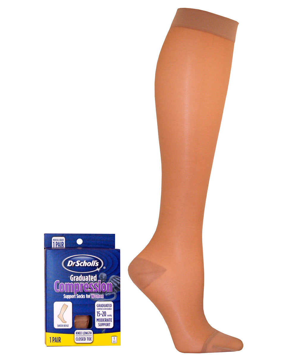 Support Plus Women's Sheer Closed Toe Wide Calf Firm Compression