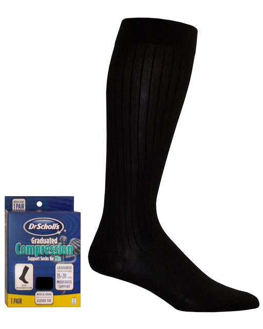 Dr. Scholl's Men's Microfiber Cotton 15-20 mmHg Closed Toe Knee Highs