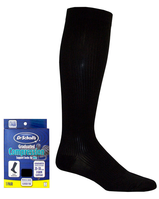 Dr. Scholl's Men's Microfiber Cotton 20-30 mmHg Closed Toe Knee Highs, Clearance