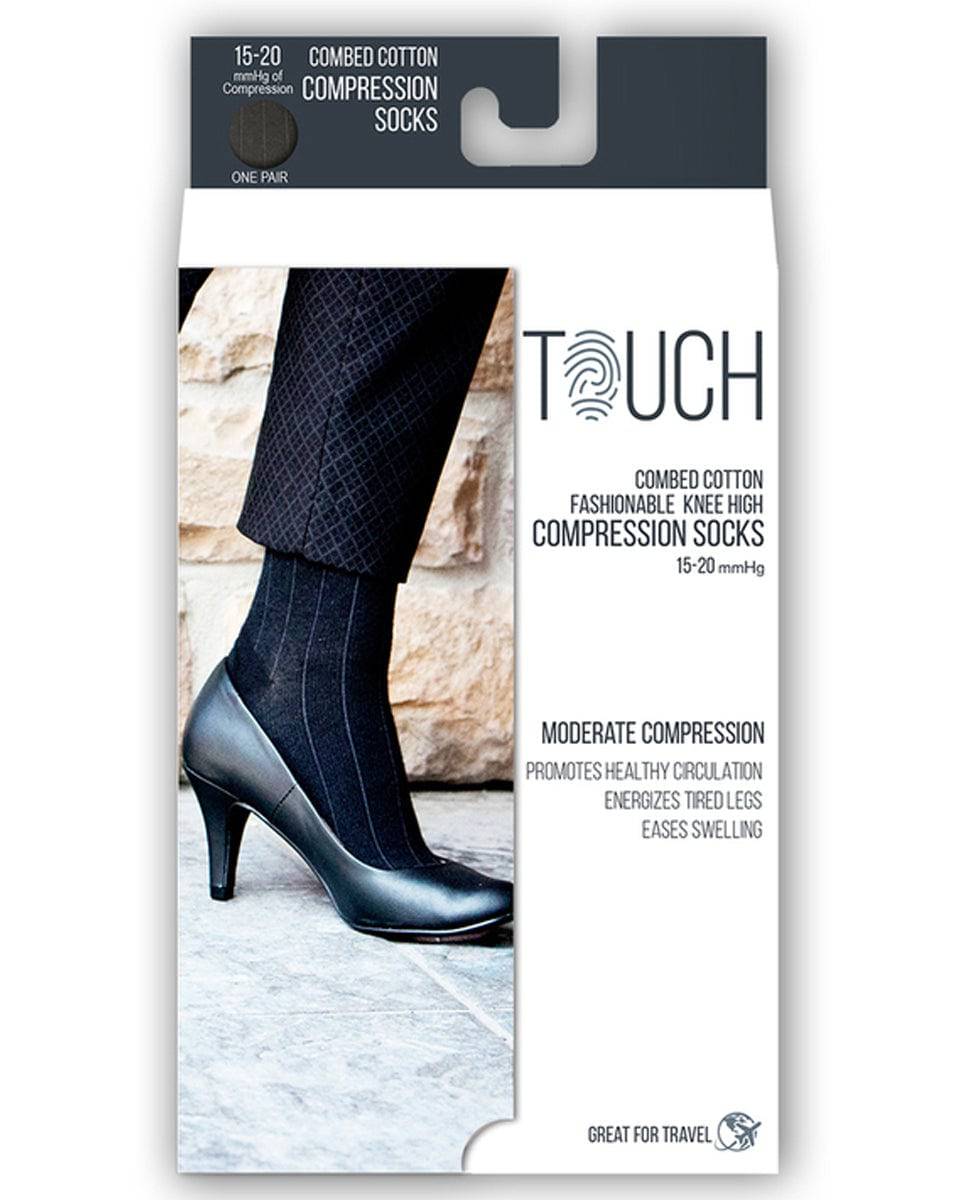 Touch Damen Kniestrümpfe mit intelligentem Rippenmuster 15-20 mmHg