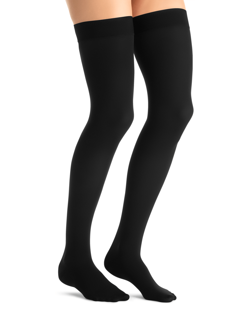 Jobst blickdichter, geschlossener Strumpf, 30–40 mmHg, Oberschenkelhoch, mit Silikon-Oberteil