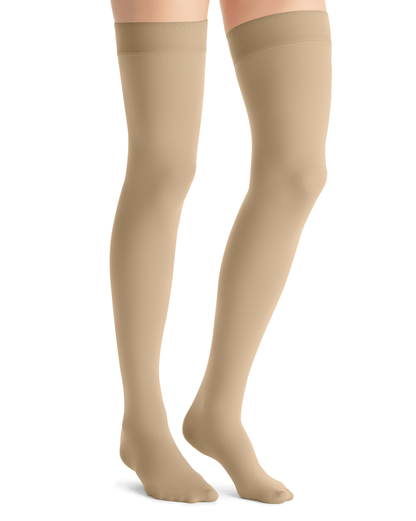 Jobst blickdichter, geschlossener Strumpf, 30–40 mmHg, Oberschenkelhoch, mit Silikon-Oberteil