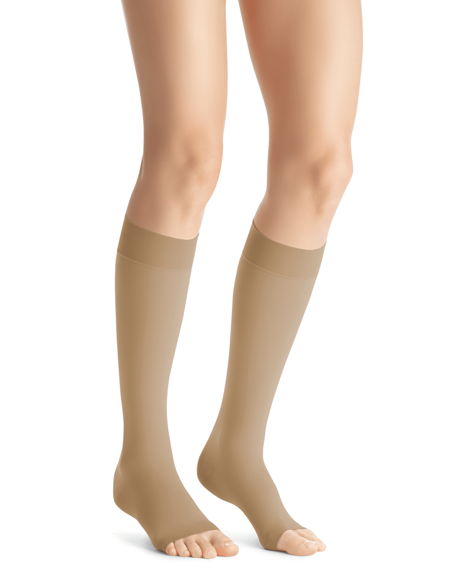 Jobst Blickdichte Kniestrümpfe mit offener Spitze, 30–40 mmHg