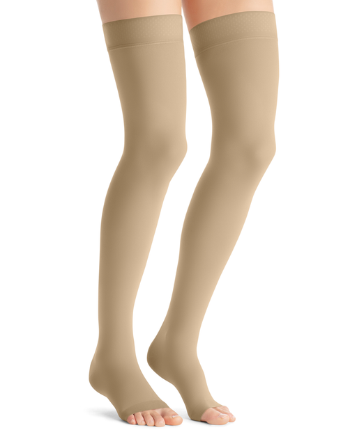 Jobst Opaque Open Toe Thigh High Extra Firm Support Stockings 30-40 mmHg