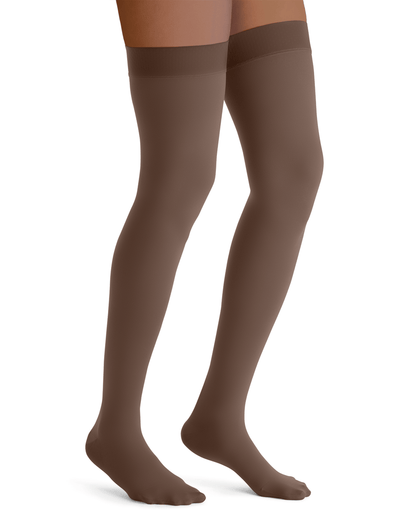 Jobst blickdichter, geschlossener Strumpf, 30–40 mmHg, Oberschenkelhoch, mit Silikon-Oberteil