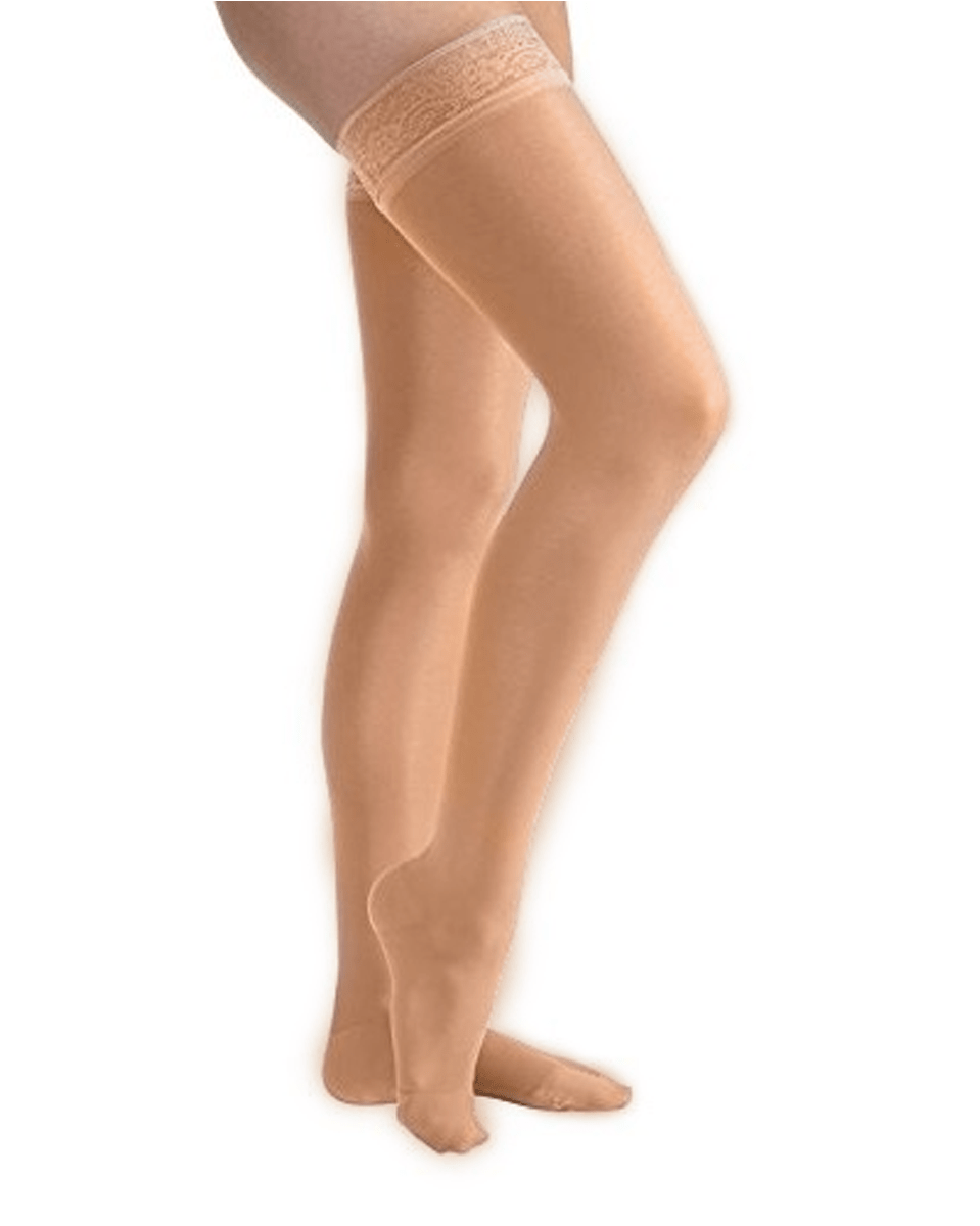 Jobst Ultrasheer 30–40 mmHg Strümpfe mit geschlossener Spitze und Silikonbund in Spitzenoptik