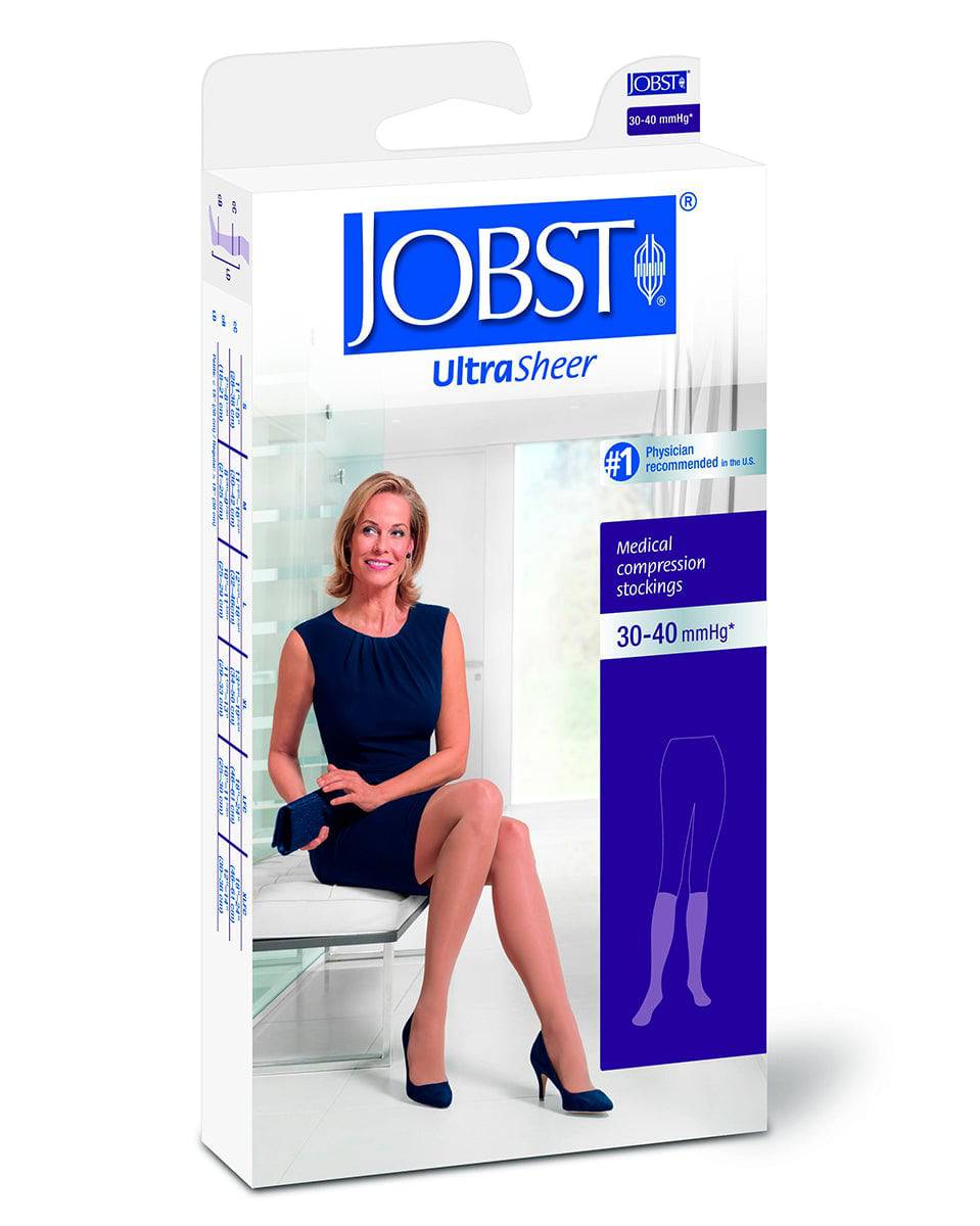 Jobst Ultratransparente Strümpfe mit festem Bund und Spitze, Silikon, 30–40 mmHg – PETITE