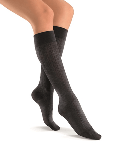 Jobst soSoft Women's Knee High Closed Toe Brocade & Ribbed Pattern Support Socks 15-20 mmHg