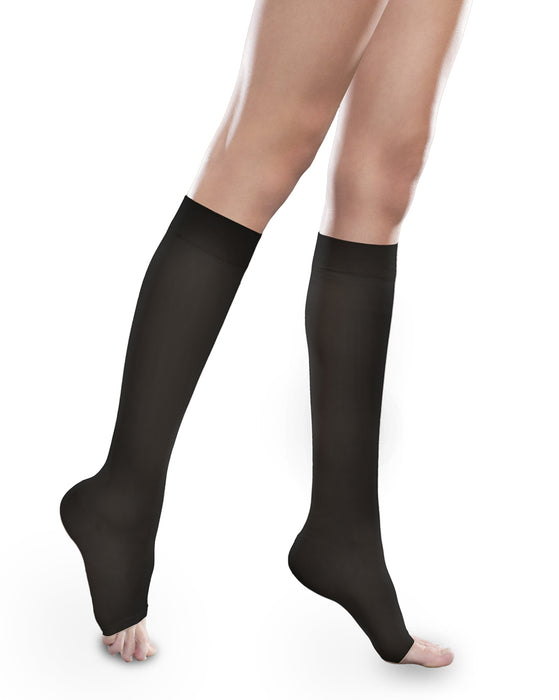Therafirm Sheer Ease Women's OPEN TOE  Knee High Stockings 15-20mmHg