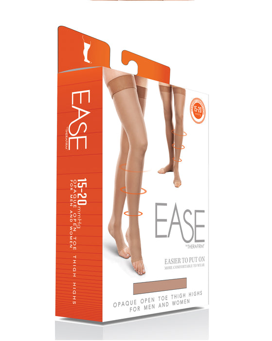 Therafirm Ease Opaque Unisex Open Toe Thigh High 15-20 mmHg