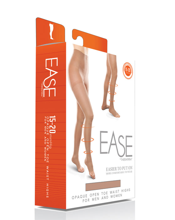 Therafirm Ease Opaque Unisex Open Toe Pantyhose 15-20 mmHg