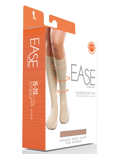 Therafirm Ease Opaque Kniestrümpfe mit geschlossener Zehenpartie für Damen, 15–20 mmHg – Ausverkauf 