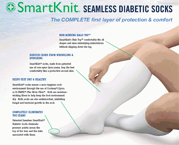 Therafirm SmartKnit Seamless Diabetic WIDE Crew Socks