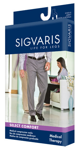 Sigvaris 860 Select Comfort 20-30mmHg Men's Closed Toe Knee-High Silicone Dot Top 862C
