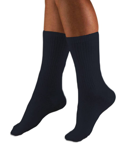 Navy knee-high socks on a white background