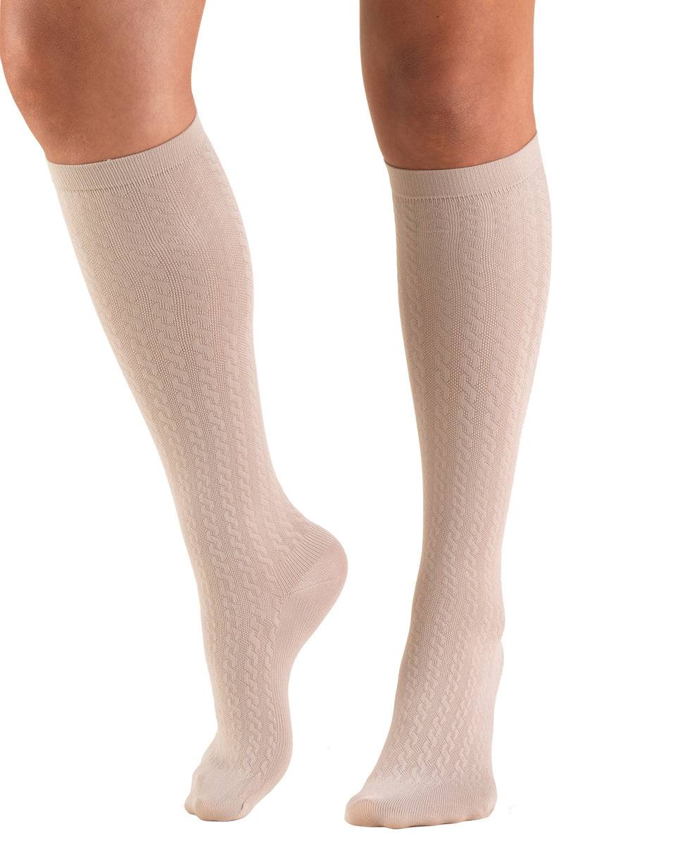 TRUFORM Damen-Hosensocken mit Zopfmuster, 15-20 mmHg