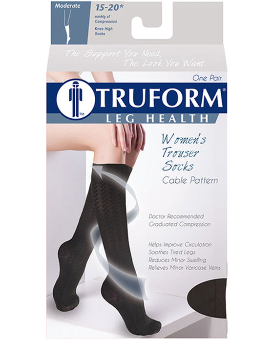 TRUFORM Women's Cable Knit Trouser Socks 15-20 mmHg