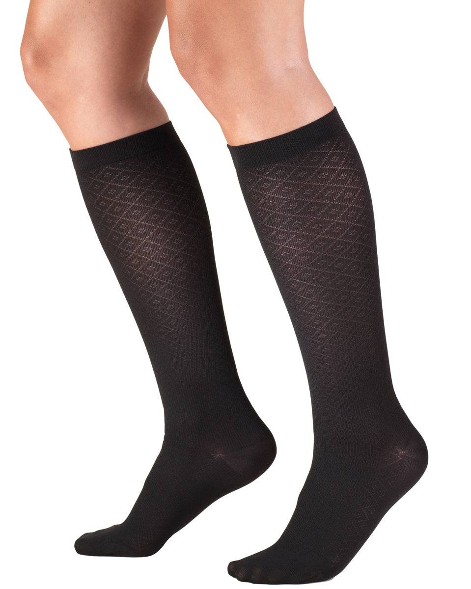 TRUFORM Damen-Hosensocken aus Rautenstrick, 15–20 mmHg