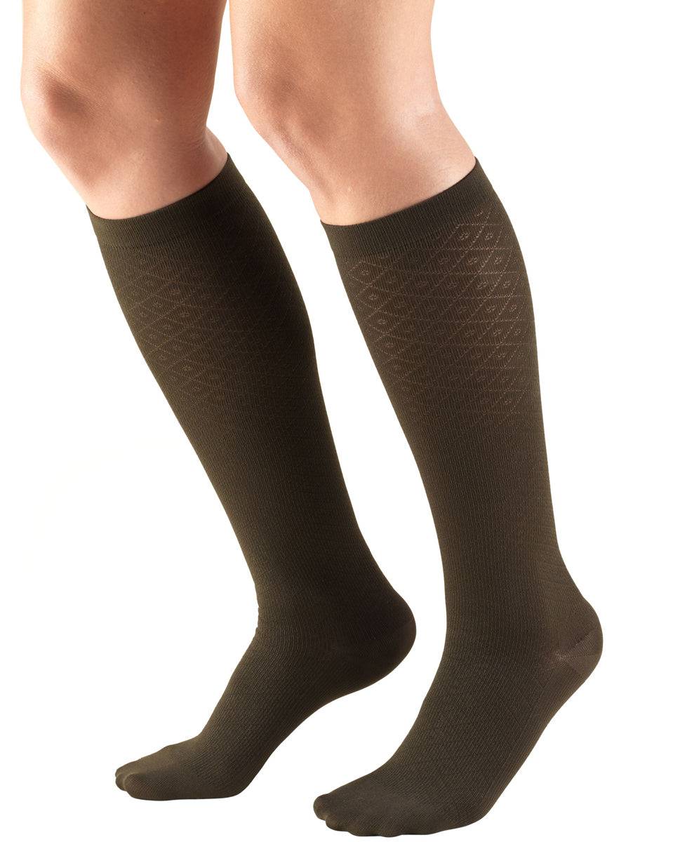 TRUFORM Damen-Hosensocken aus Rautenstrick, 15–20 mmHg