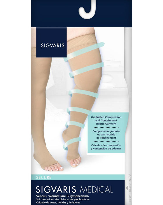 Sigvaris 550 Secure Unisex Open Toe Thigh High w/ Silicone Band 30-40 mmHg - 553N