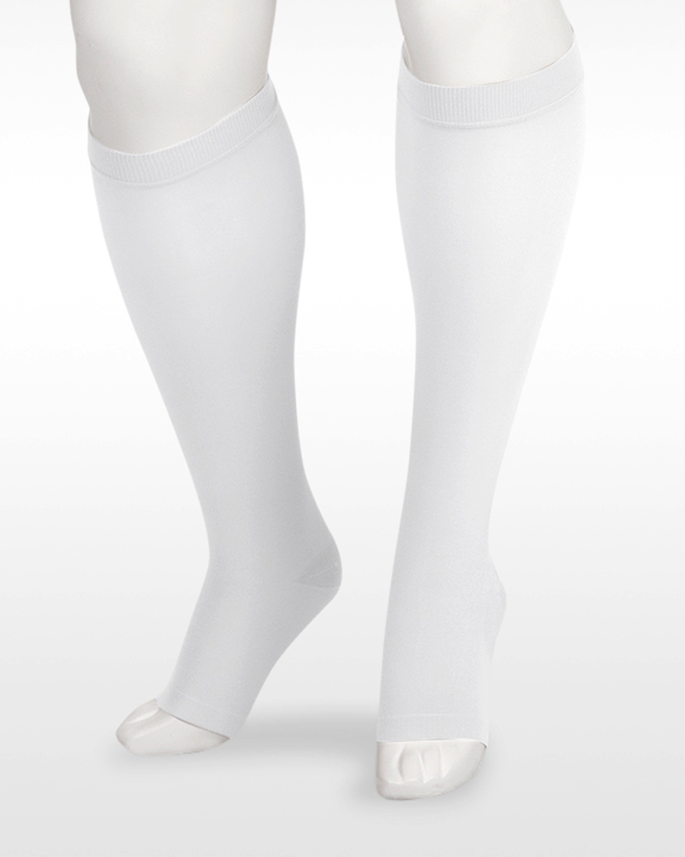 Juzo Soft 2001 OPEN TOE Knee Highs w/ Silicone Top Band 20-30 mmHg | Clearance (Final Sale)