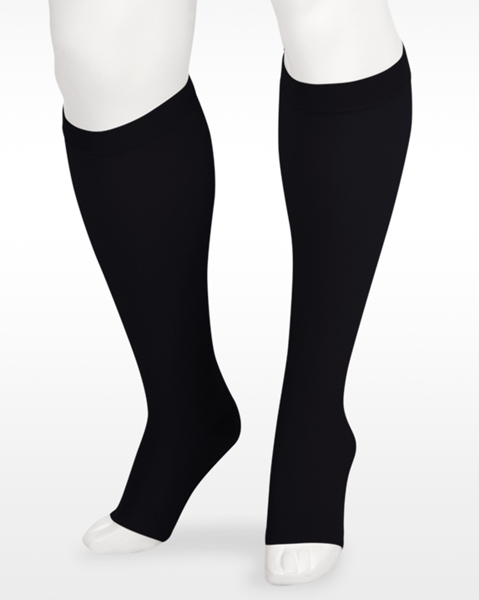 Juzo Soft 2001 OPEN TOE Knee Highs w/ Silicone Top Band 20-30 mmHg | Clearance (Final Sale)