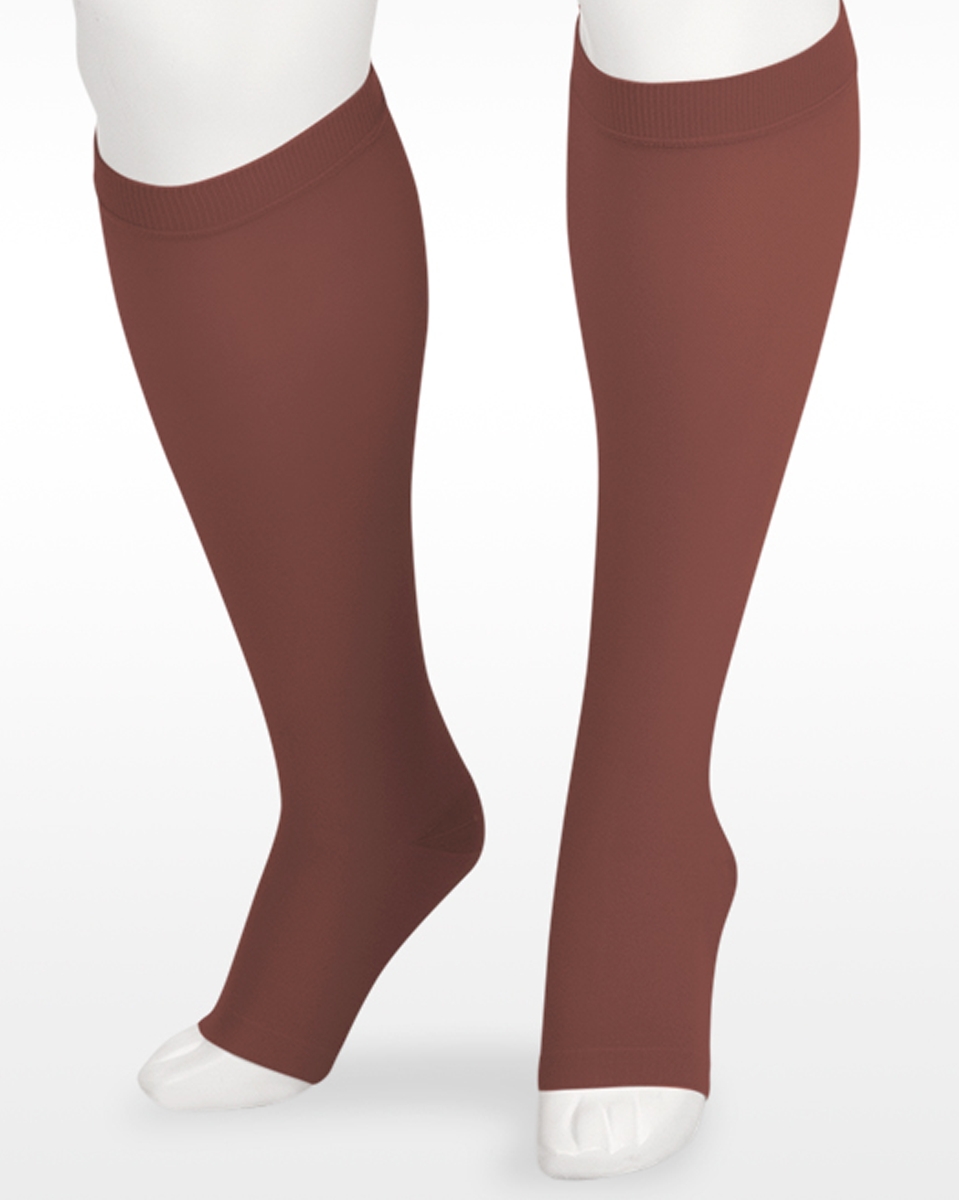 Juzo Soft 2001 OPEN TOE Knee Highs w/ Silicone Top Band 20-30 mmHg | Clearance (Final Sale)