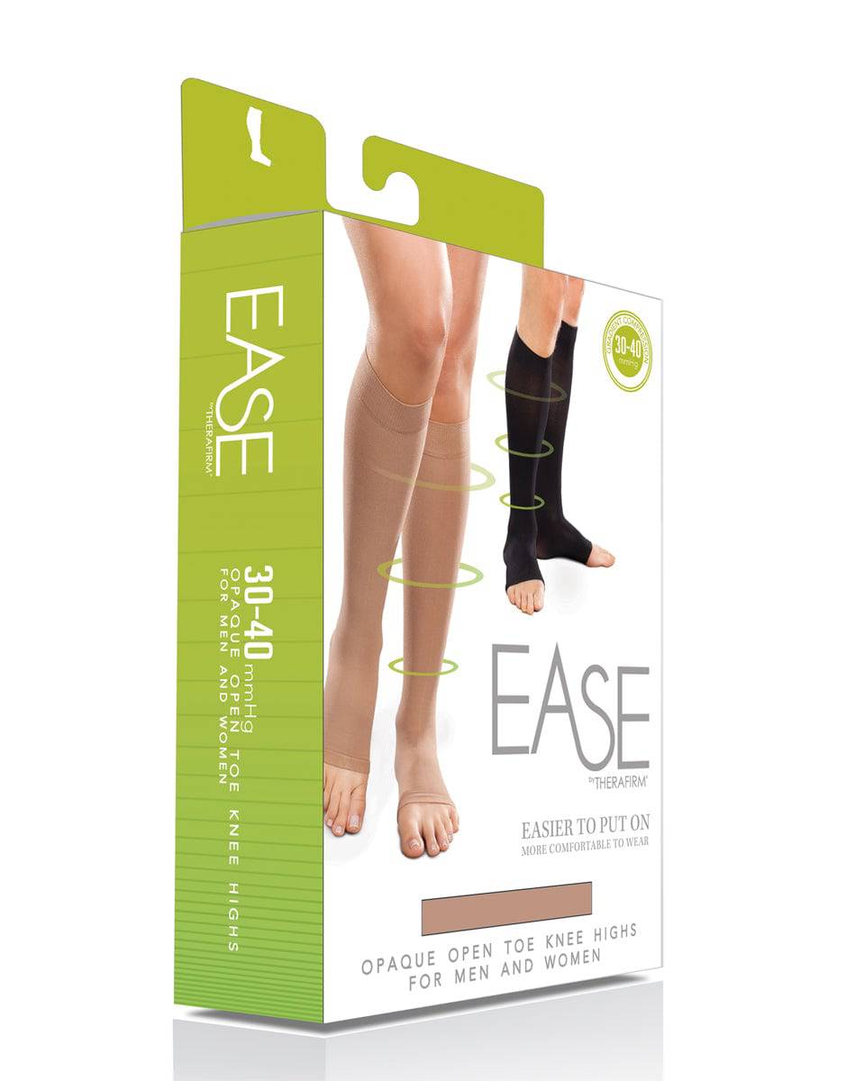 Therafirm Ease Opaque Kniestrümpfe, offene Zehenpartie, 30–40 mmHg, Unisex