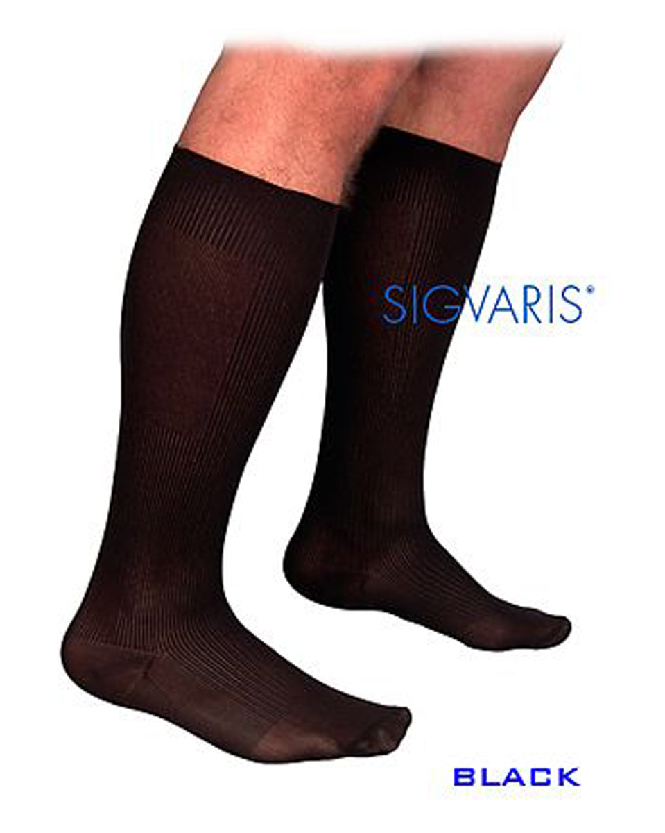 Sigvaris Mens Casual Cotton 186C A Khaki Knee-High Compression Socks