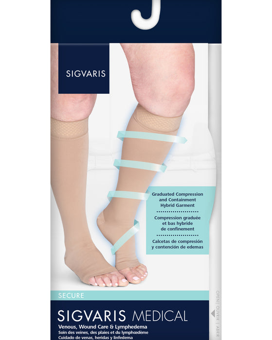 Sigvaris 550 Secure Unisex Open Toe Knee High w/ Silicone Band 20-30 mmHg - 552C