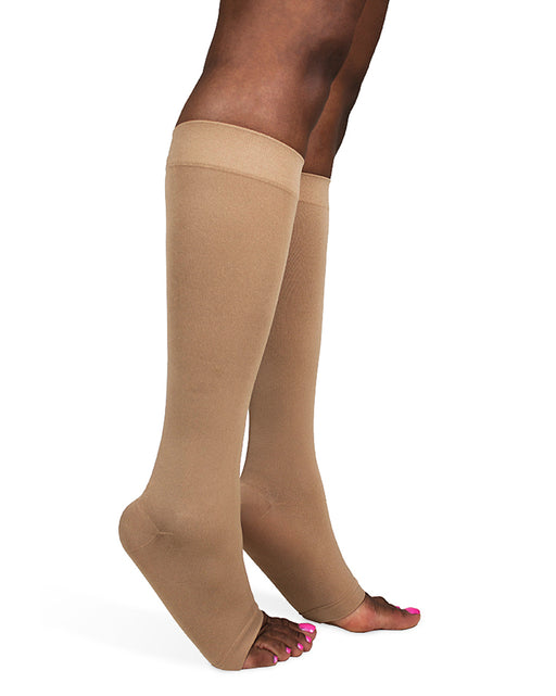 Sigvaris 843C Soft Opaque Women OPEN TOE Knee High 30-40 mmHg