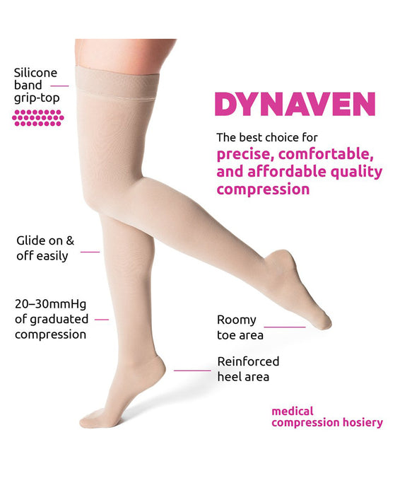 Sigvaris 970 Dynaven Series 20-30 mmHg Women's Closed Toe Thigh Highs - 972N